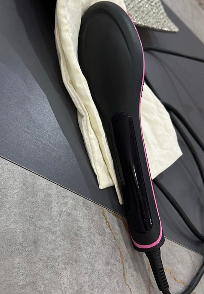 Mor Elektrikli Saç Düzleştirici Fırça - Görsel 3