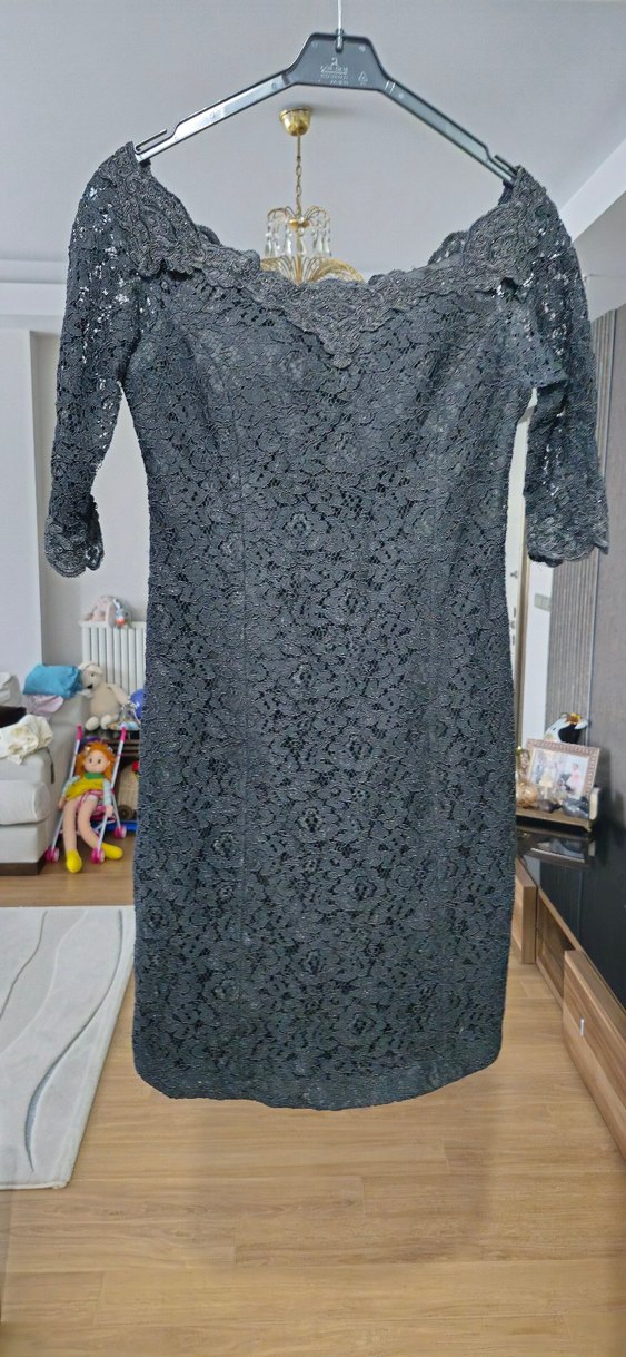 siyah i Dantelli Kadın Elbise yenidir - Görsel 3