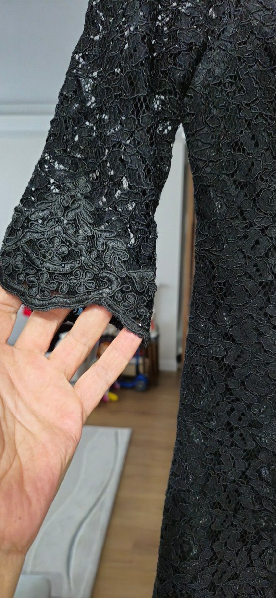 siyah i Dantelli Kadın Elbise yenidir - Görsel 4