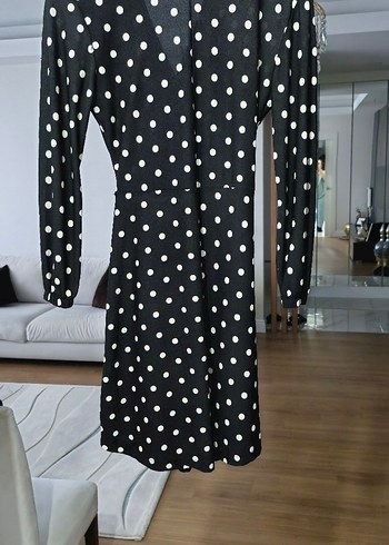 siyah Puantiyeli Uzun Kollu Günlük Elbise - Görsel 2