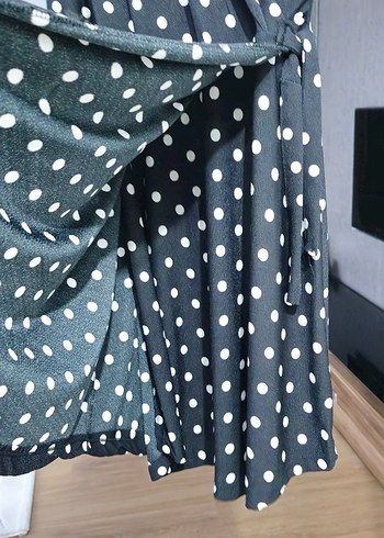 siyah Puantiyeli Uzun Kollu Günlük Elbise - Görsel 3