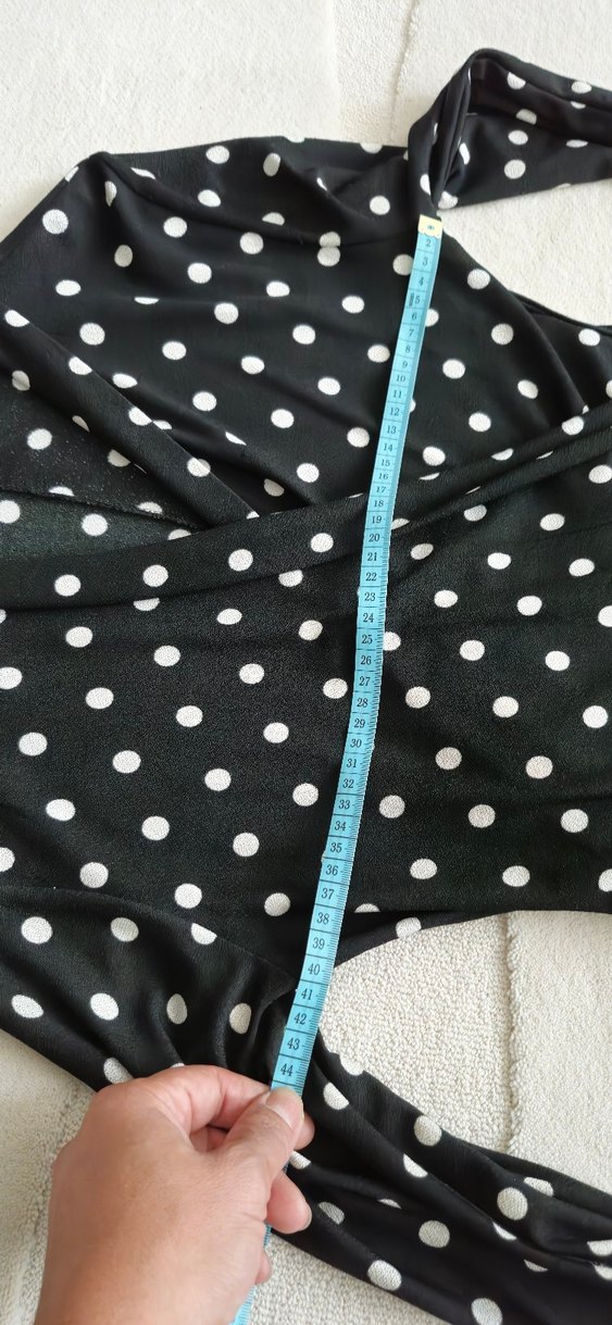 siyah Puantiyeli Uzun Kollu Günlük Elbise - Görsel 5