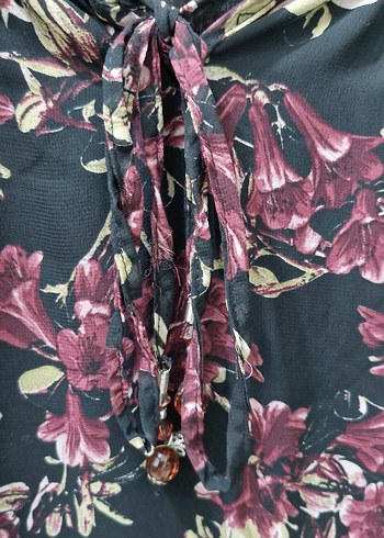 Bohem Tarz Mor Çiçek Desenli elbise şifon astarlı - Görsel 4