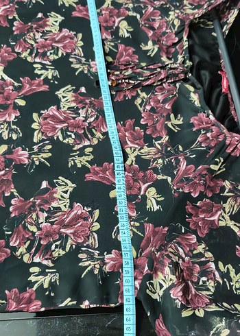 Bohem Tarz Mor Çiçek Desenli elbise şifon astarlı - Görsel 5