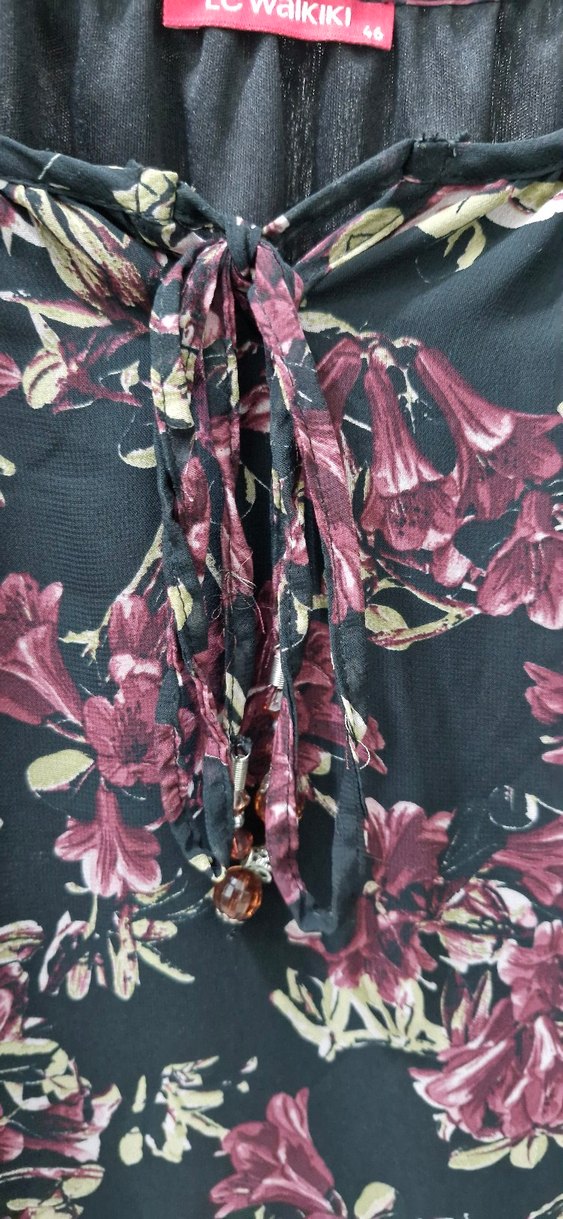 Bohem Tarz Mor Çiçek Desenli elbise şifon astarlı - Görsel 4