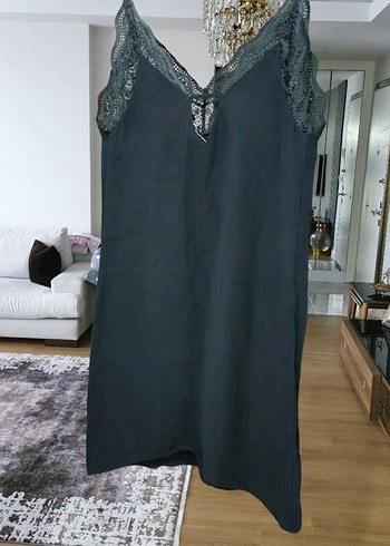 Dantel Detaylı siyah Midi Goth Elbise - Görsel 5