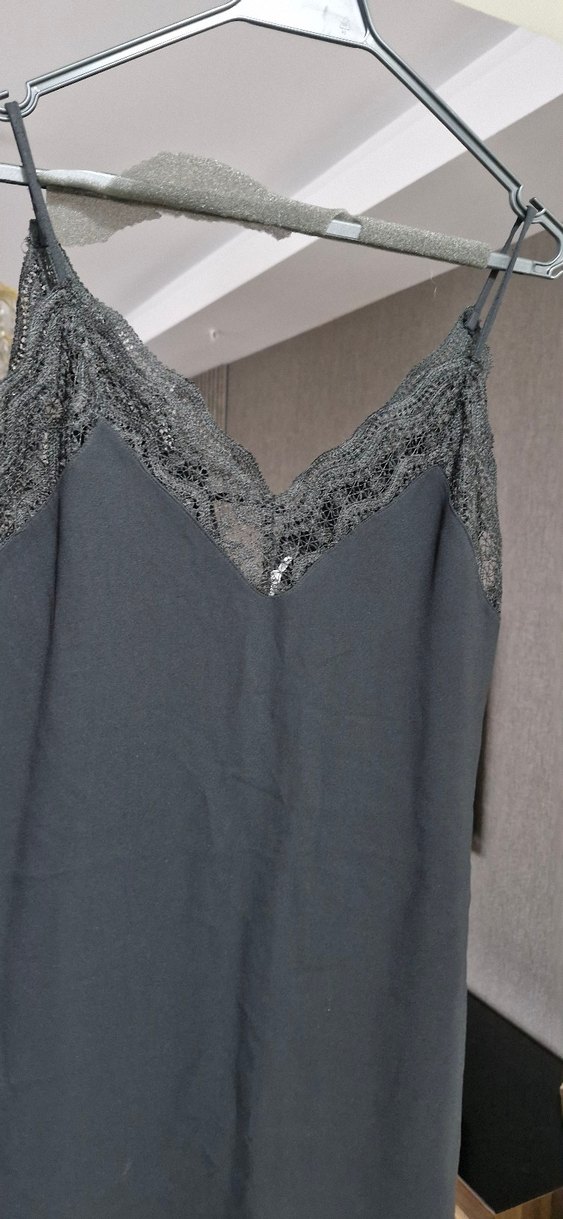 Dantel Detaylı siyah Midi Goth Elbise - Görsel 2