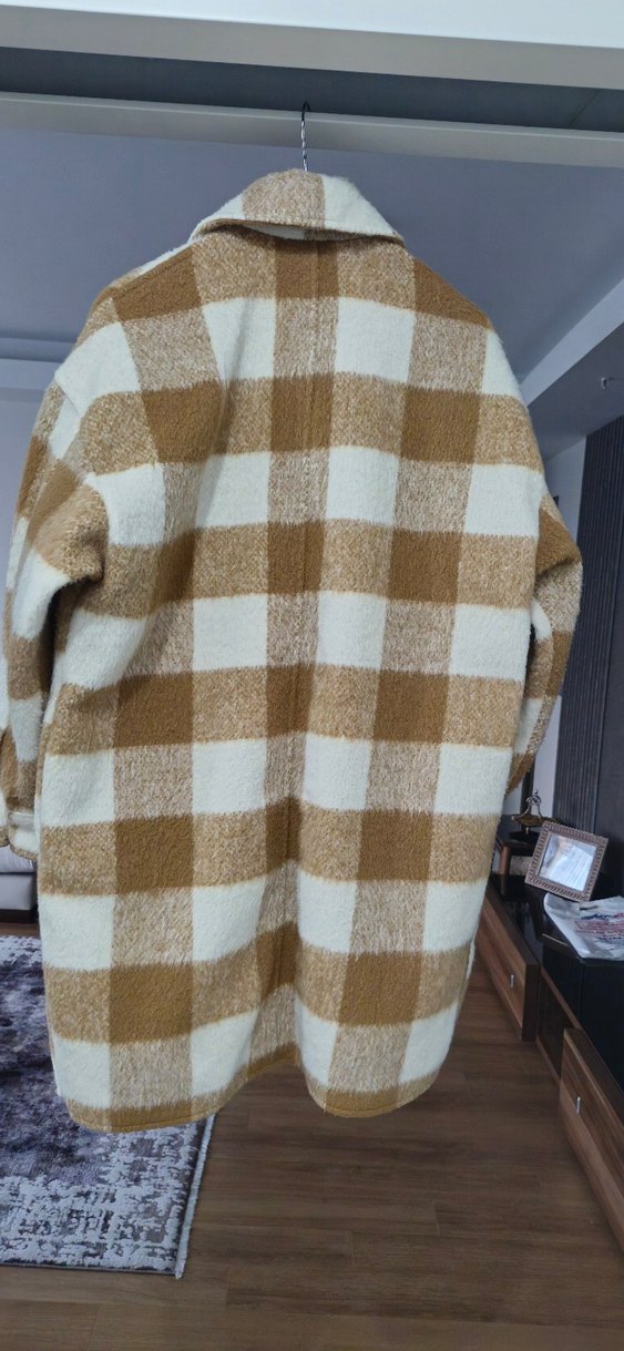 Düğmeli ekose gömlek kaban - Görsel 3