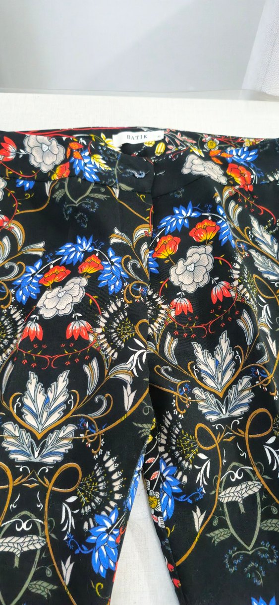 Bohem Desenli Fermuarlı Kadın Kumaş Pantolon - Görsel 2