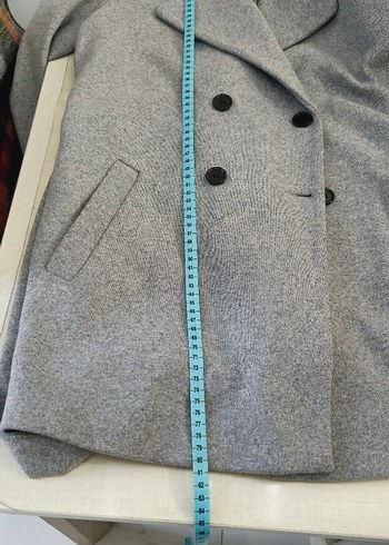 Gri Çift Düğmeli Kaban - Görsel 5