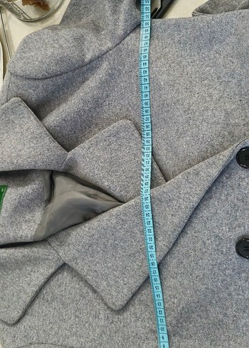 Gri Çift Düğmeli Kaban - Görsel 6