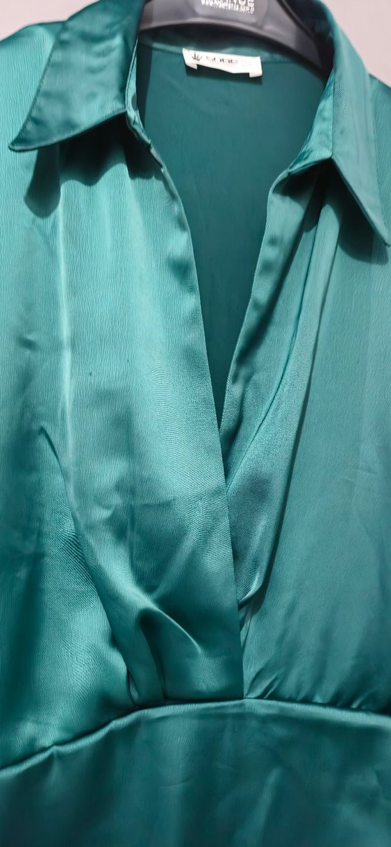 Parlak Uzun Kollu Midi Kadın Elbise - Görsel 4