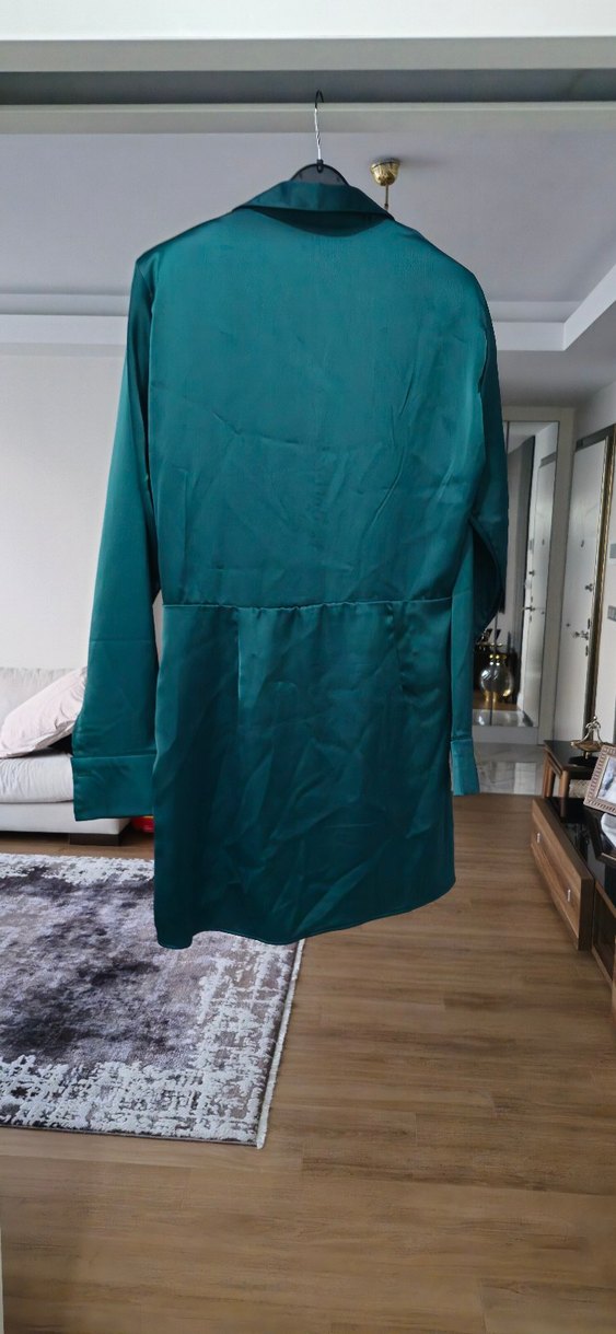 Parlak Uzun Kollu Midi Kadın Elbise - Görsel 2