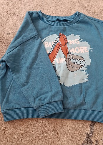 Mavi Baskılı Erkek Çocuk Sweatshirt koton 2/3 yaş - Görsel 2