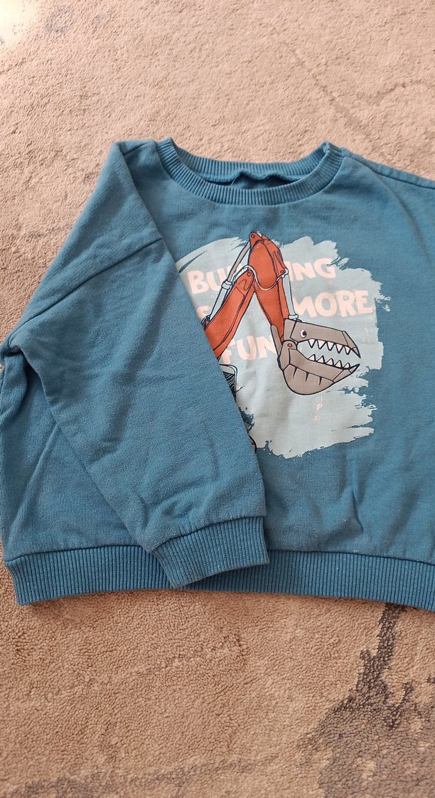 Mavi Baskılı Erkek Çocuk Sweatshirt koton 2/3 yaş - Görsel 2