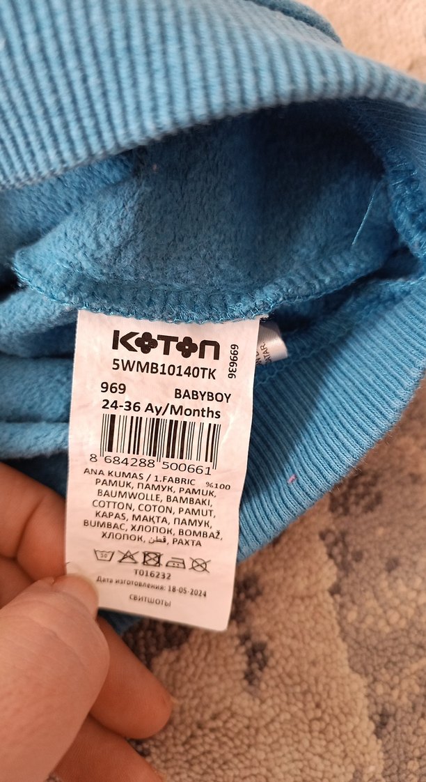 Mavi Baskılı Erkek Çocuk Sweatshirt koton 2/3 yaş - Görsel 4