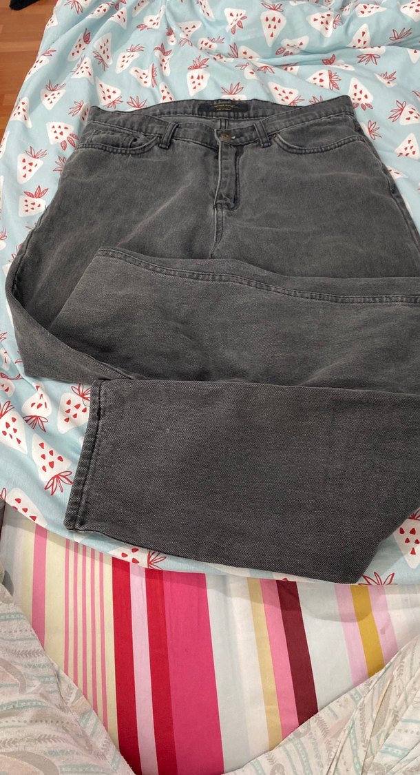 Gri Düğmeli Kadın Denim Pantolon - Görsel 4