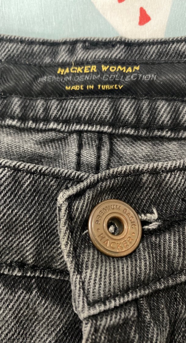 Gri Düğmeli Kadın Denim Pantolon - Görsel 2
