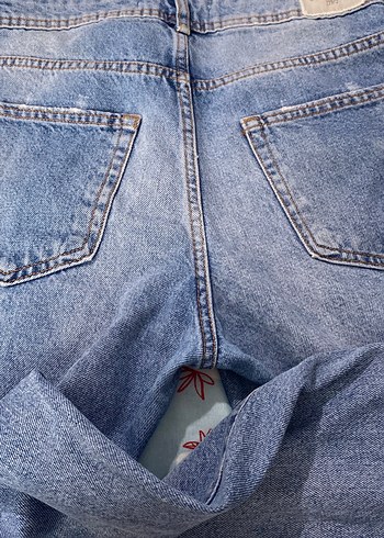 Düğmeli Mavi Kadın Denim Pantolon - Görsel 5