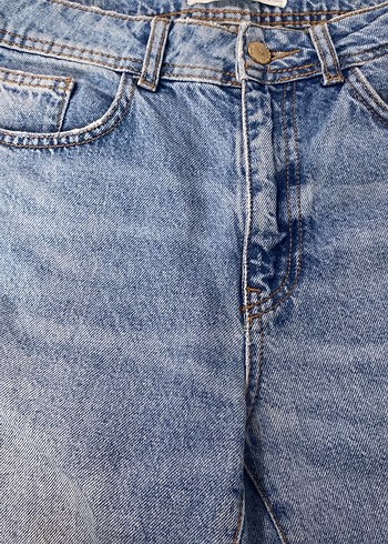 Düğmeli Mavi Kadın Denim Pantolon