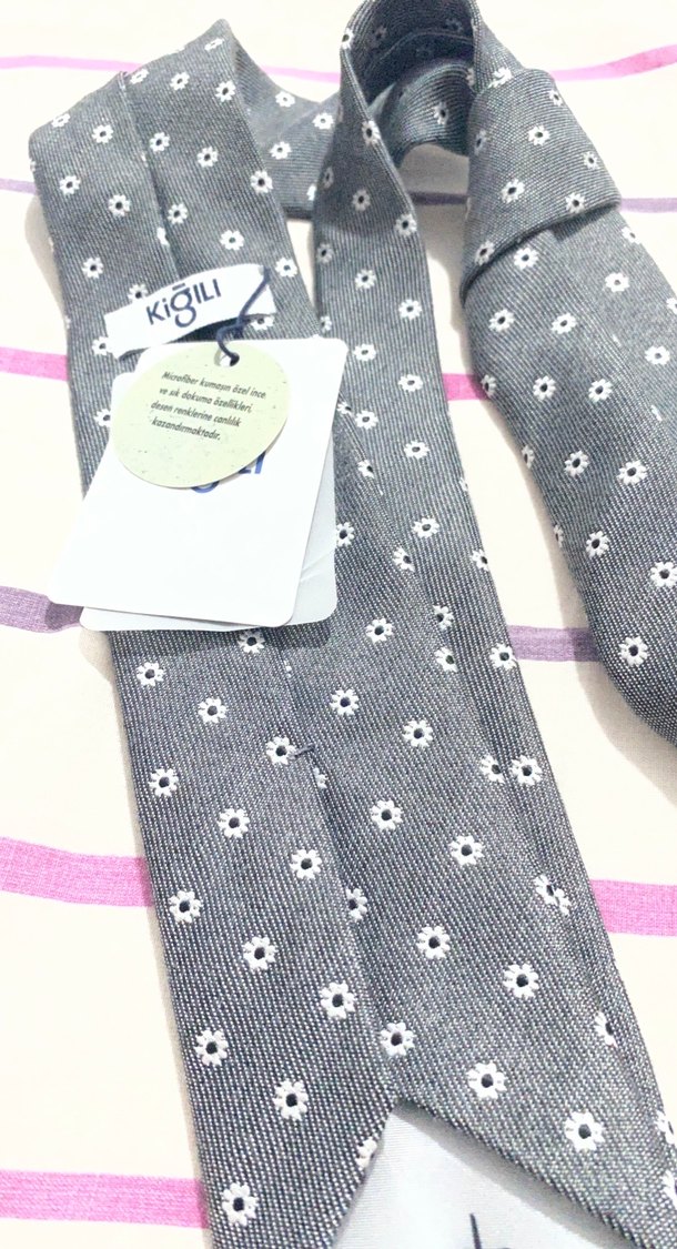 Gri Desenli Erkek Kravat - Görsel 2