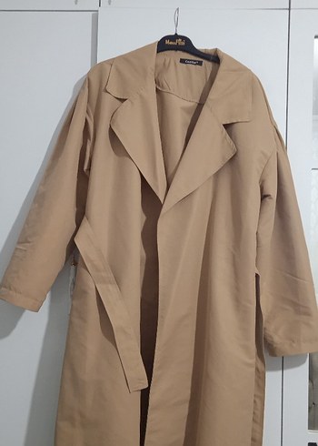 Bej Kadın Uzun Keten Trençkot - Görsel 4