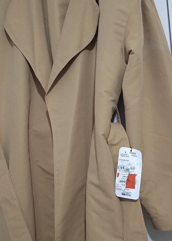 Bej Kadın Uzun Keten Trençkot - Görsel 5