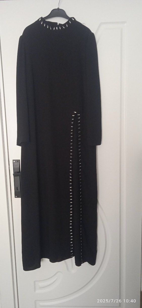 Uzun Kollu Siyah Gotik Uzun abiye  Elbise - Görsel 2