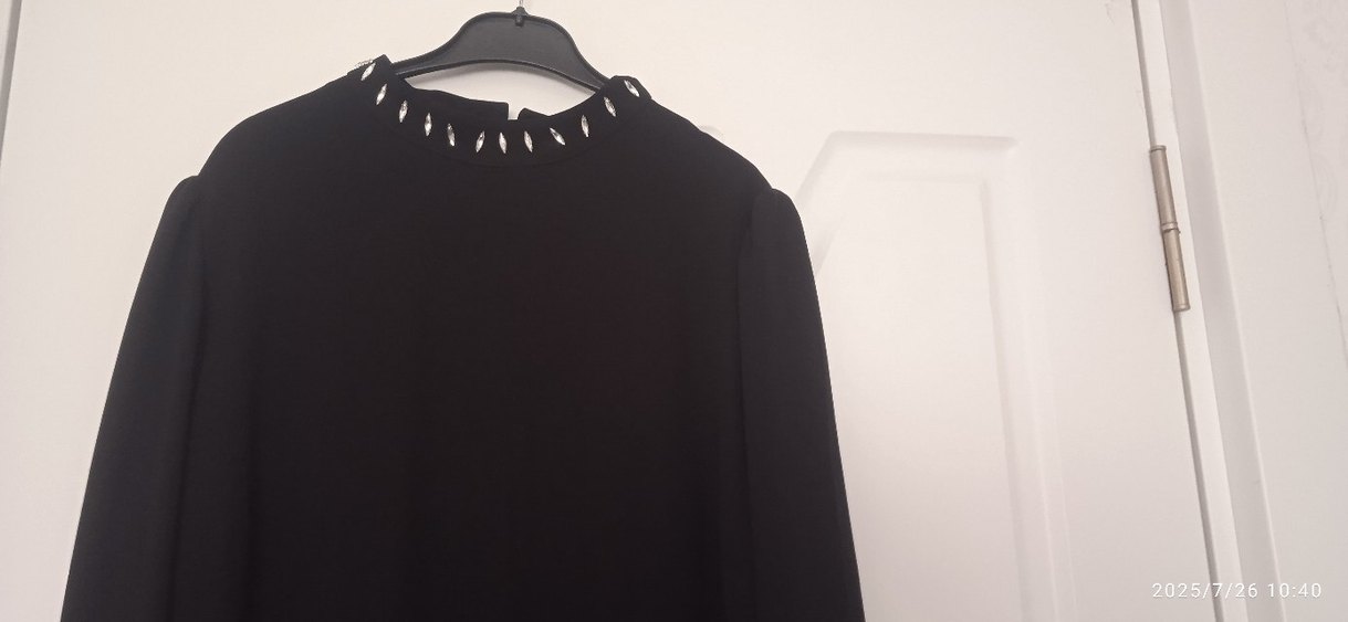 Uzun Kollu Siyah Gotik Uzun abiye  Elbise - Görsel 3