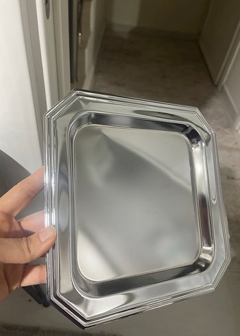 Parlak gümüş tepsi 6 adet - Görsel 2