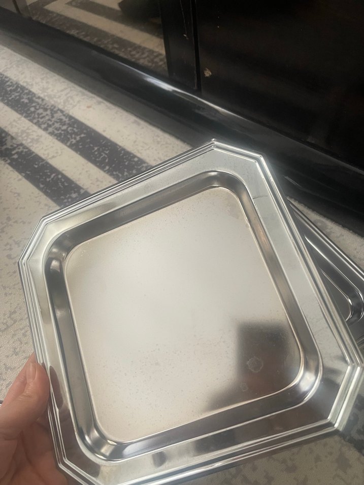 Parlak gümüş tepsi 6 adet - Görsel 4