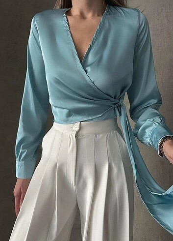 Saten crop bluz