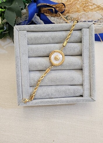 Çelik Versace gold bileklik 