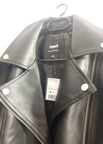 Siyah Deri Kadın Biker Ceket - Görsel 2