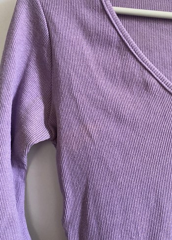 V Yakalı Uzun Kollu İki Renkli Kadın Kazak - Görsel 2