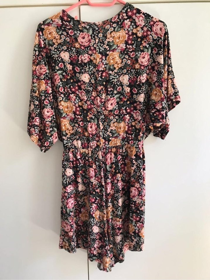 Çiçek Desenli V Yaka Bohem Tulum - Görsel 3