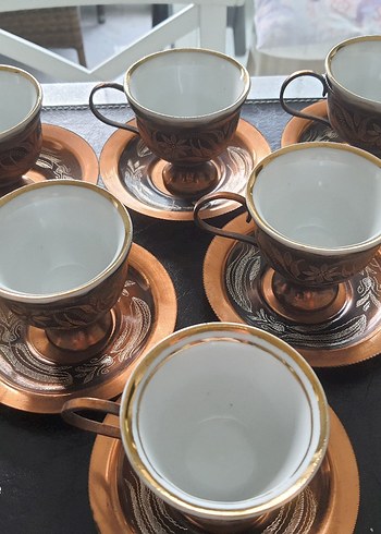 İşlemeli bakır kahve fincani - Görsel 5