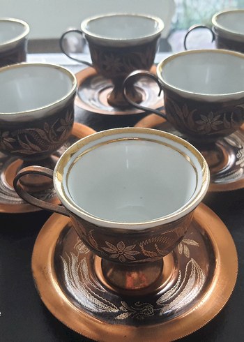 İşlemeli bakır kahve fincani - Görsel 6