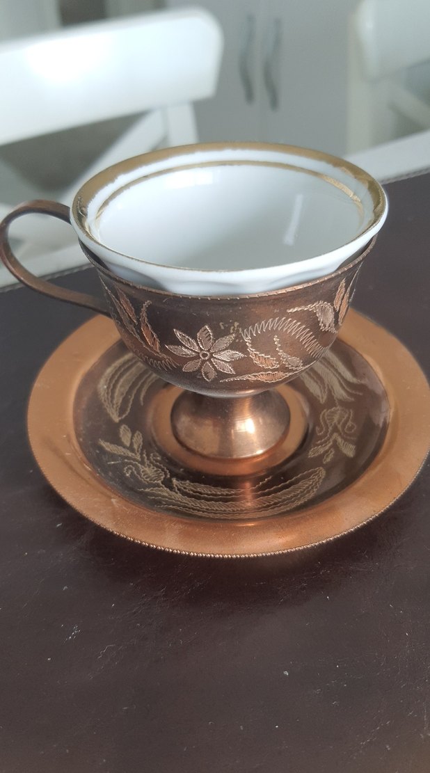 İşlemeli bakır kahve fincani - Görsel 3