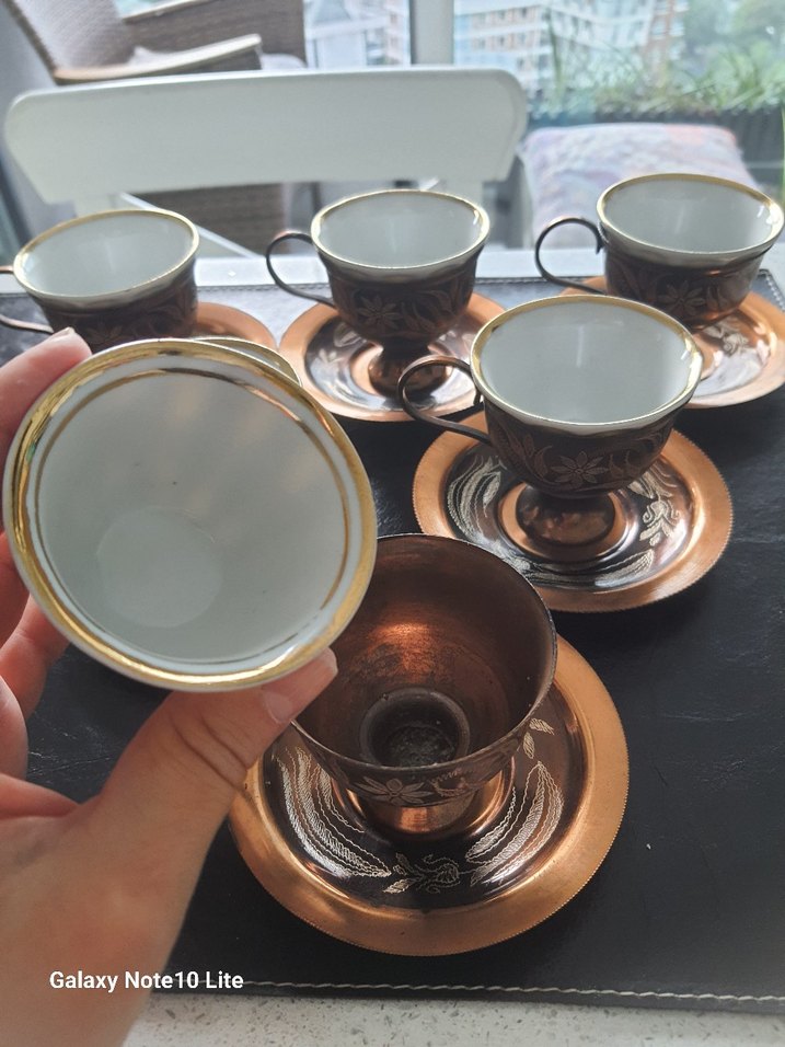 İşlemeli bakır kahve fincani - Görsel 4