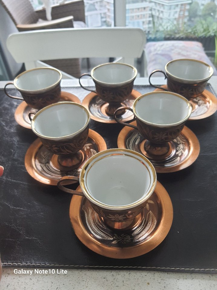 İşlemeli bakır kahve fincani - Görsel 2