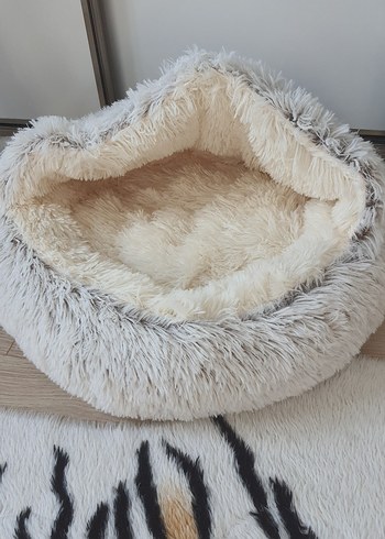 Bej ve gri tüylü kedi yatağı - Görsel 7