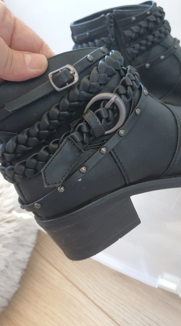 Siyah Deri Biker Kadın Bot - Görsel 3