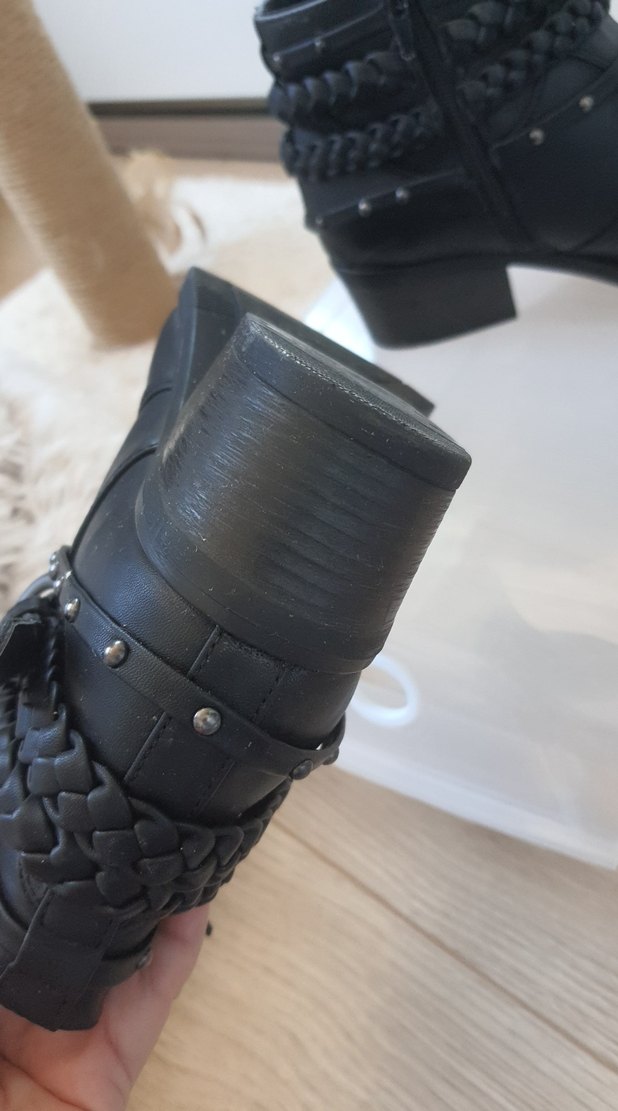 Siyah Deri Biker Kadın Bot - Görsel 4