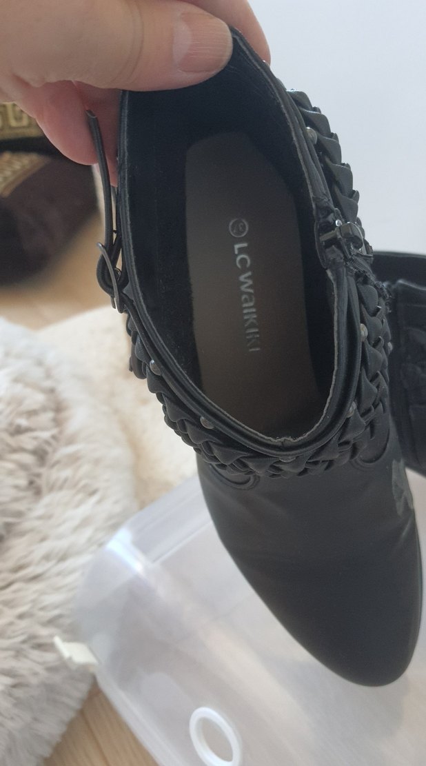 Siyah Deri Biker Kadın Bot - Görsel 5