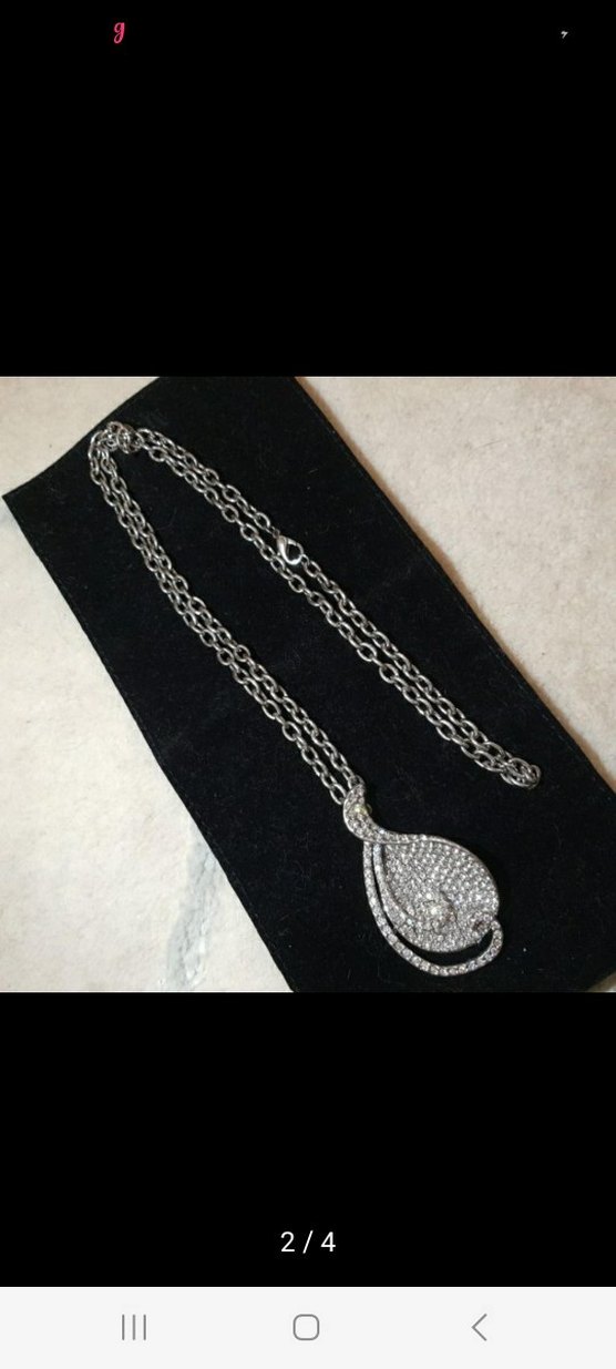 Beyaz Parlak Zincir Detaylı Uzun Kadın Kolye - Görsel 3