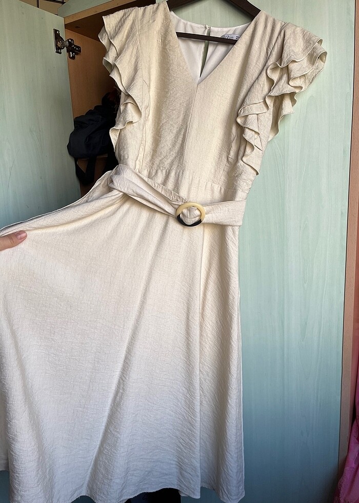 Krem elbise - Görsel 2