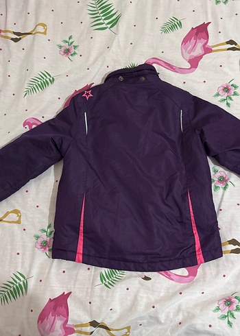 Kız Çocuk Mor Fermuarlı Baskılı Mont - Görsel 2