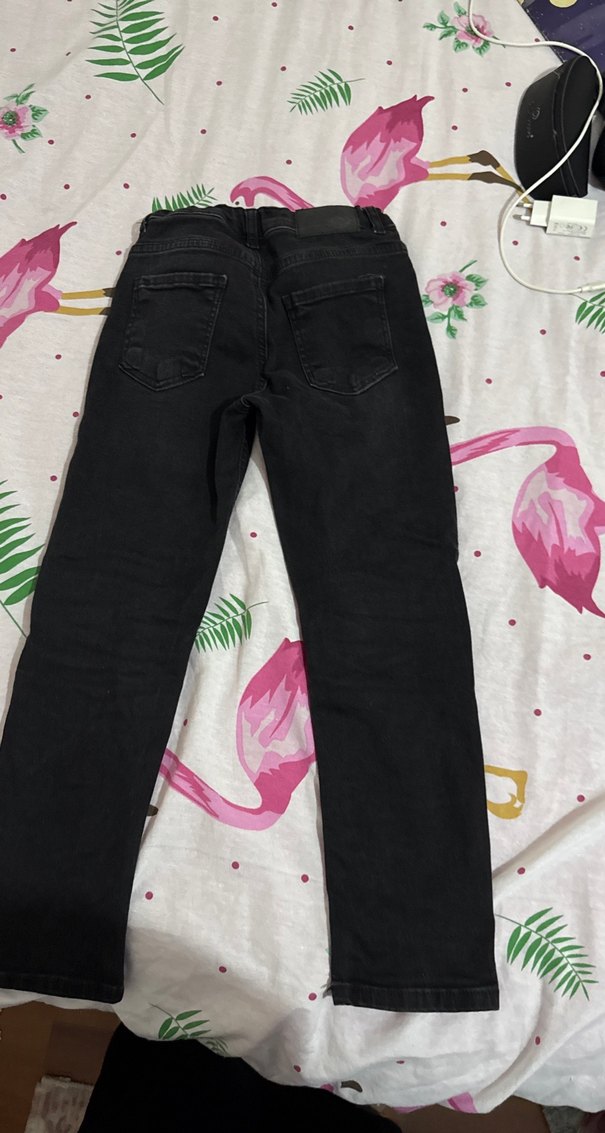 Erkek Çocuk Siyah Bol Kesim Pamuk Pantolon - Görsel 2