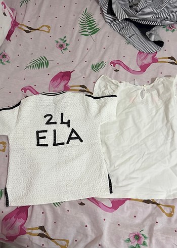 Kız Çocuk Beyaz Nakışlı V Yaka Tişört - Görsel 2